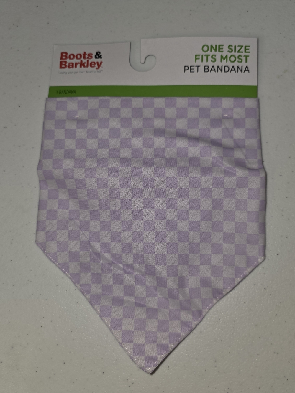 Boots & Barkley Lavender Checkered Pet Bandana OSFM NWT